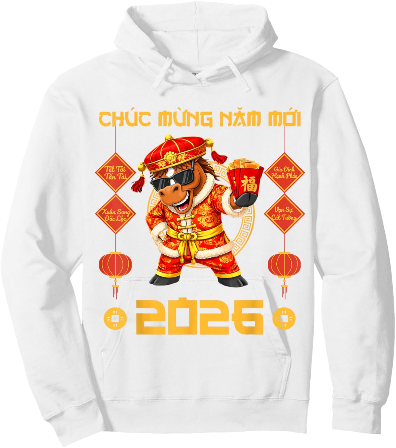 Décorations du Nouvel an vietnamien | Tet 2026 Chuc Mung Nam Moi Hoodie - Hoodie | White