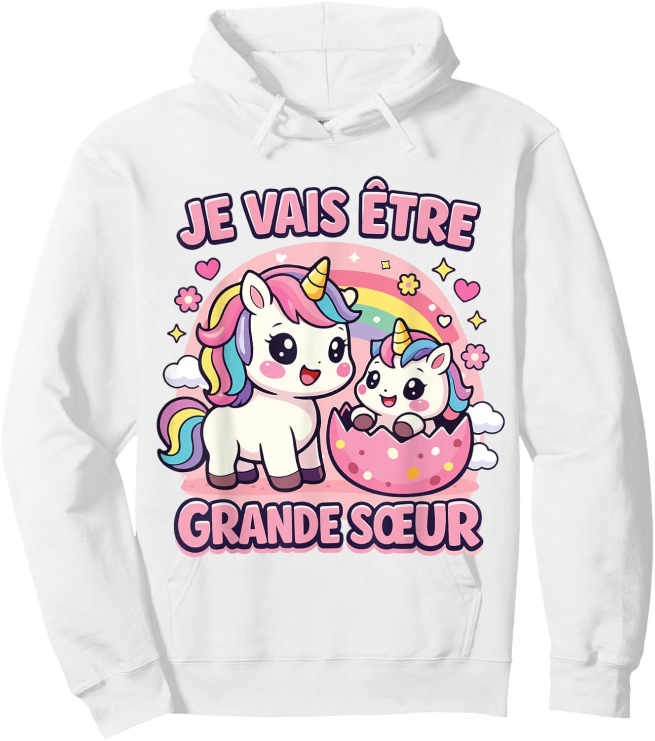 Je Vais Être Grande Sœur Licorne Cadeau Annonce Grossesse Hoodie - Hoodie | White