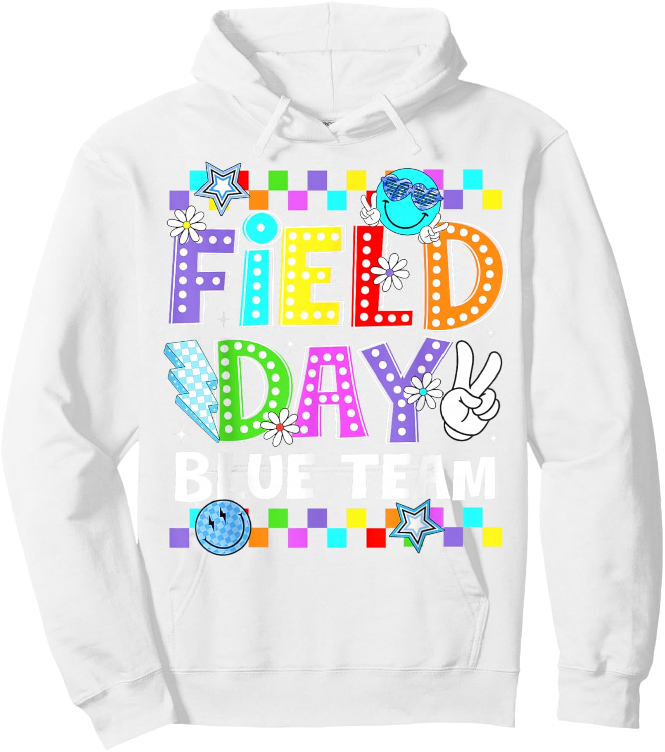 Field Day Blue Team Lightning Peace Sign Men Women Kid Hoodie - Hoodie | White