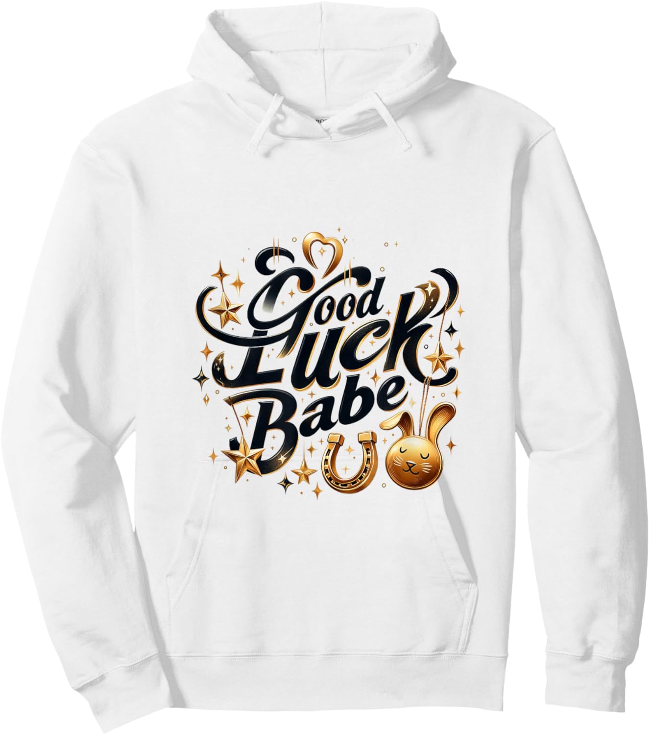Horseshoe Rabbit Good Luck Babe Best Wishes Lady Women Girl Hoodie - Hoodie | White