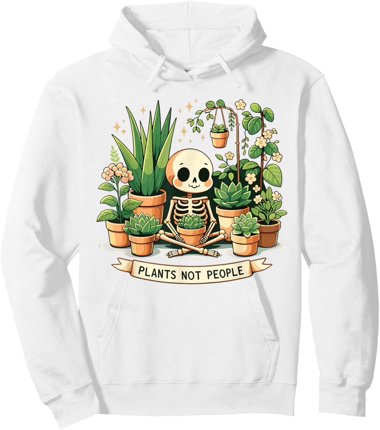 Plant Lover Skeleton Design - Plants Not People Hoodie - Hoodie | White