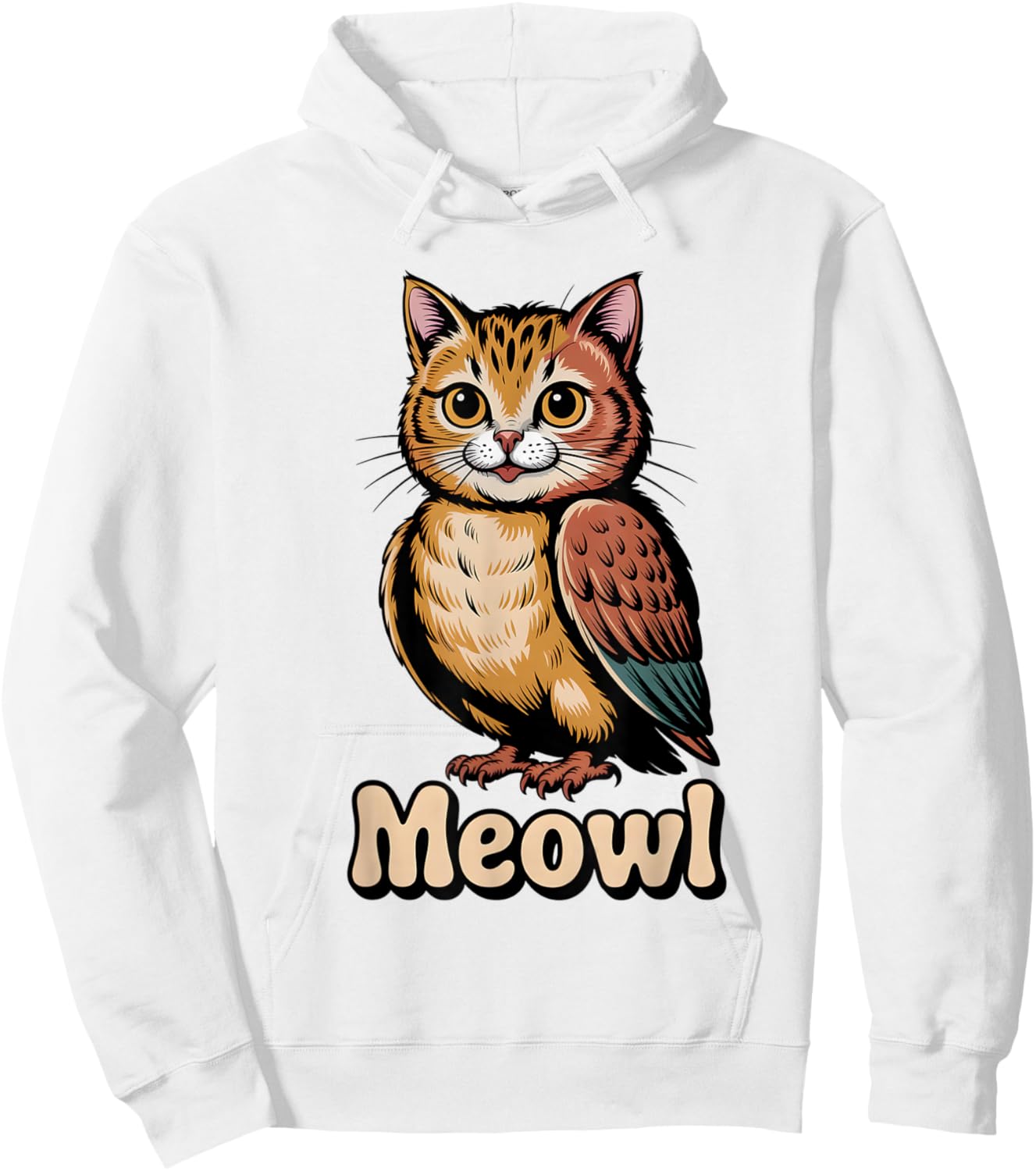 Meowl Cat Owl Hybrid Meme Gen Alpha Hoodie - Hoodie | White