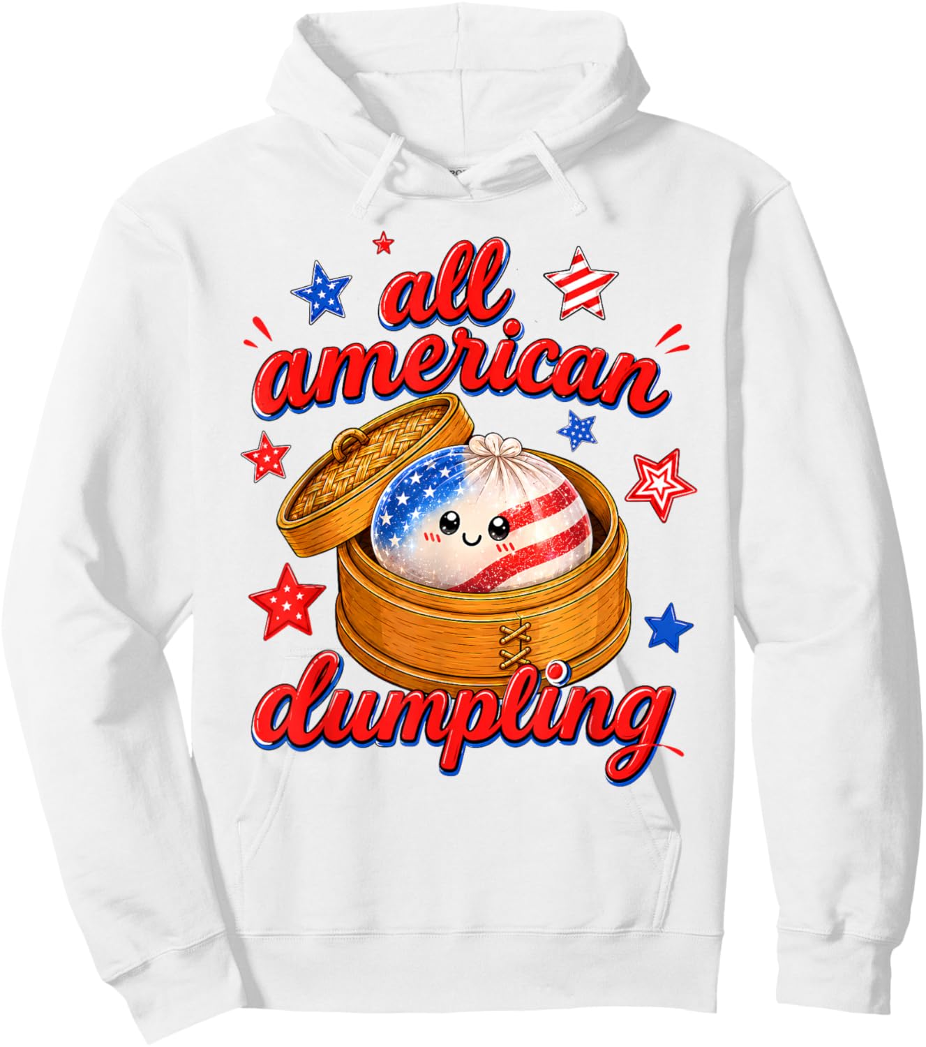 Kids Cute Striped All American Dumpling 4th of July Girls Hoodie - Hoodie | White