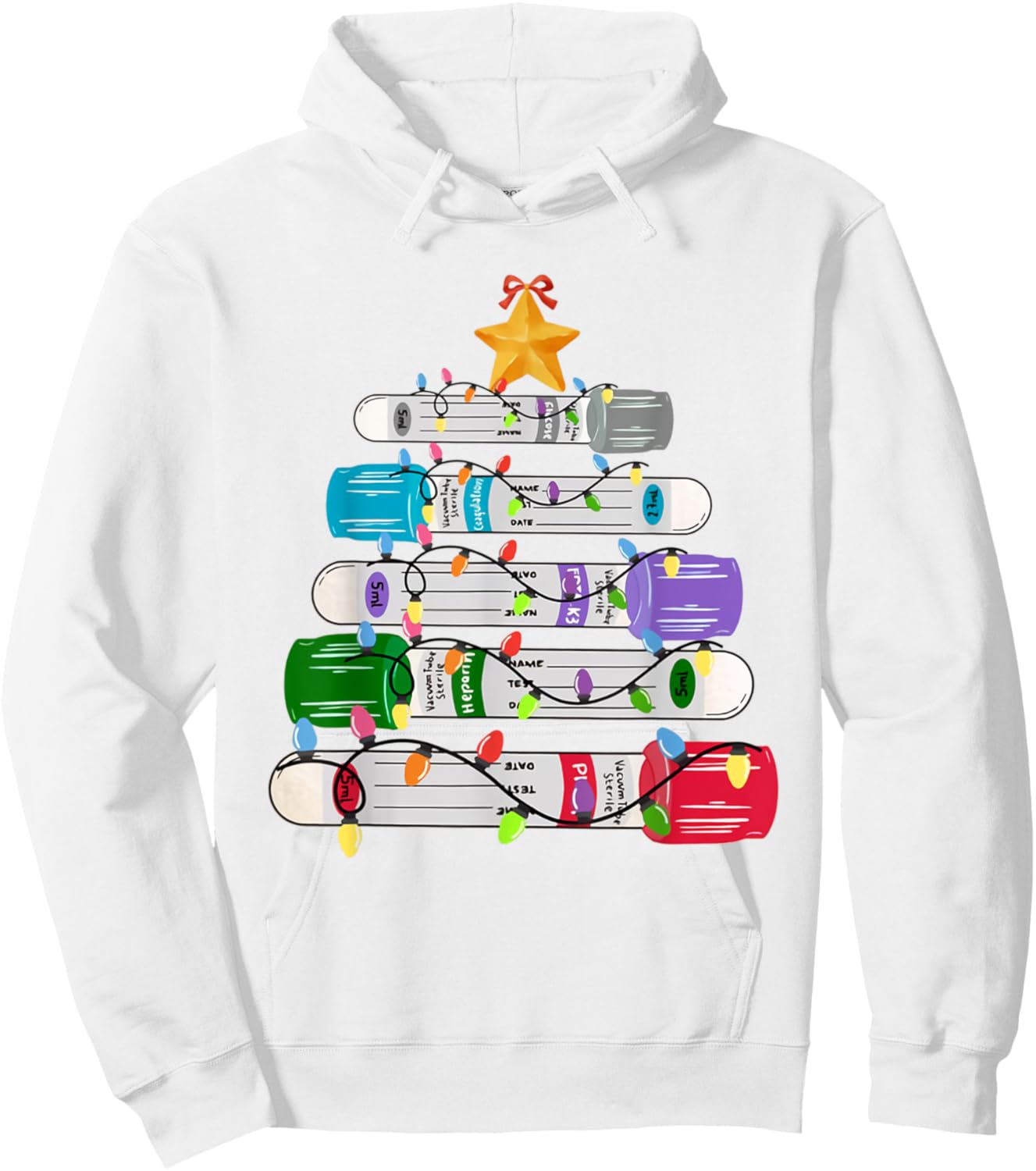 Test Tube Christmas Tree Phlebotomy Lab Scientist Lab Techs Hoodie - Hoodie | White