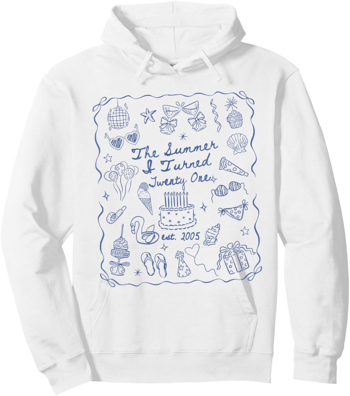 Summer I Turned Twenty One Coquette Bow Coastal 21 Birthday Hoodie - Hoodie | White