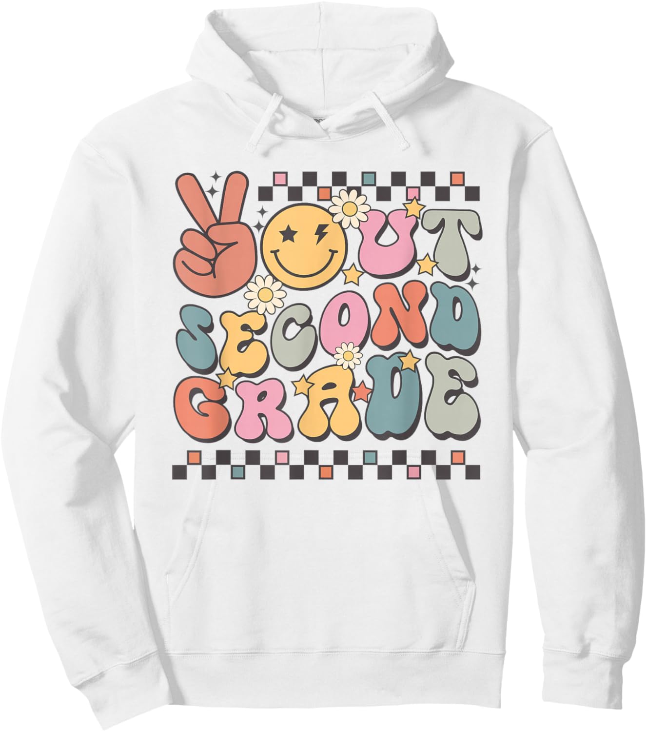 Last Day Of 2nd Grade Smile Face Peace Out Second Grade Hoodie - Hoodie | White