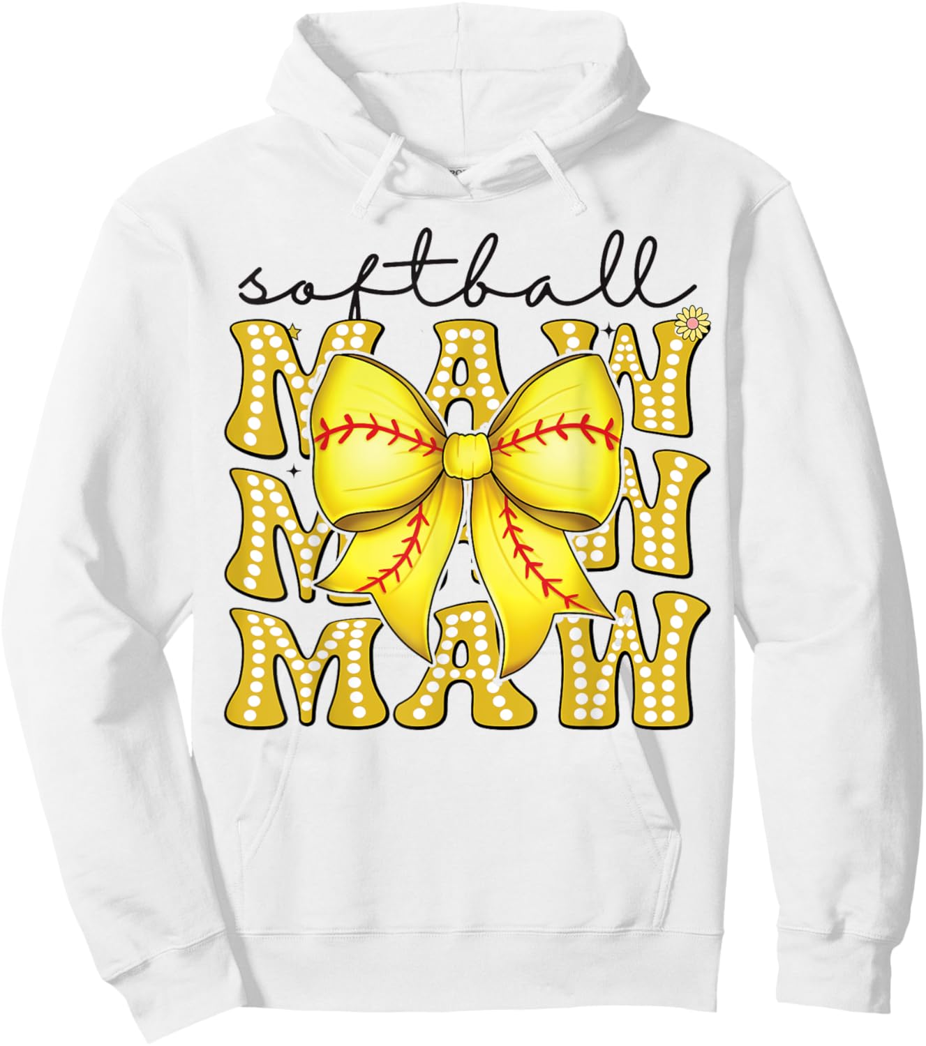 Softball Maw Retro Softball Coquette Bow Groovy Hoodie - Hoodie | White