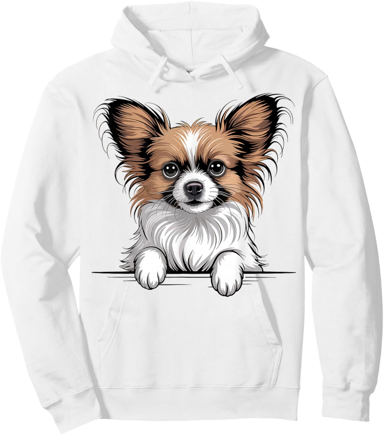 Papillon Funny Peeking Pocket Puppy Dog Lover Hoodie - Hoodie | White