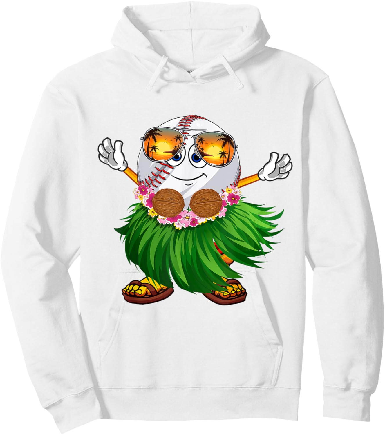 Funny Hawaii Baseball Ball Hawaiian Tropical Summer Vacation Women Kids Hoodie - Hoodie | White
