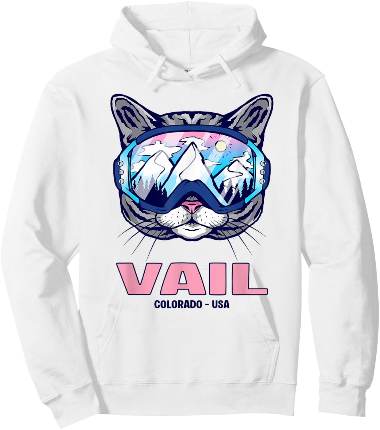 Cat Ski Goggles Mountain Panorama Vail Hoodie - Hoodie | White