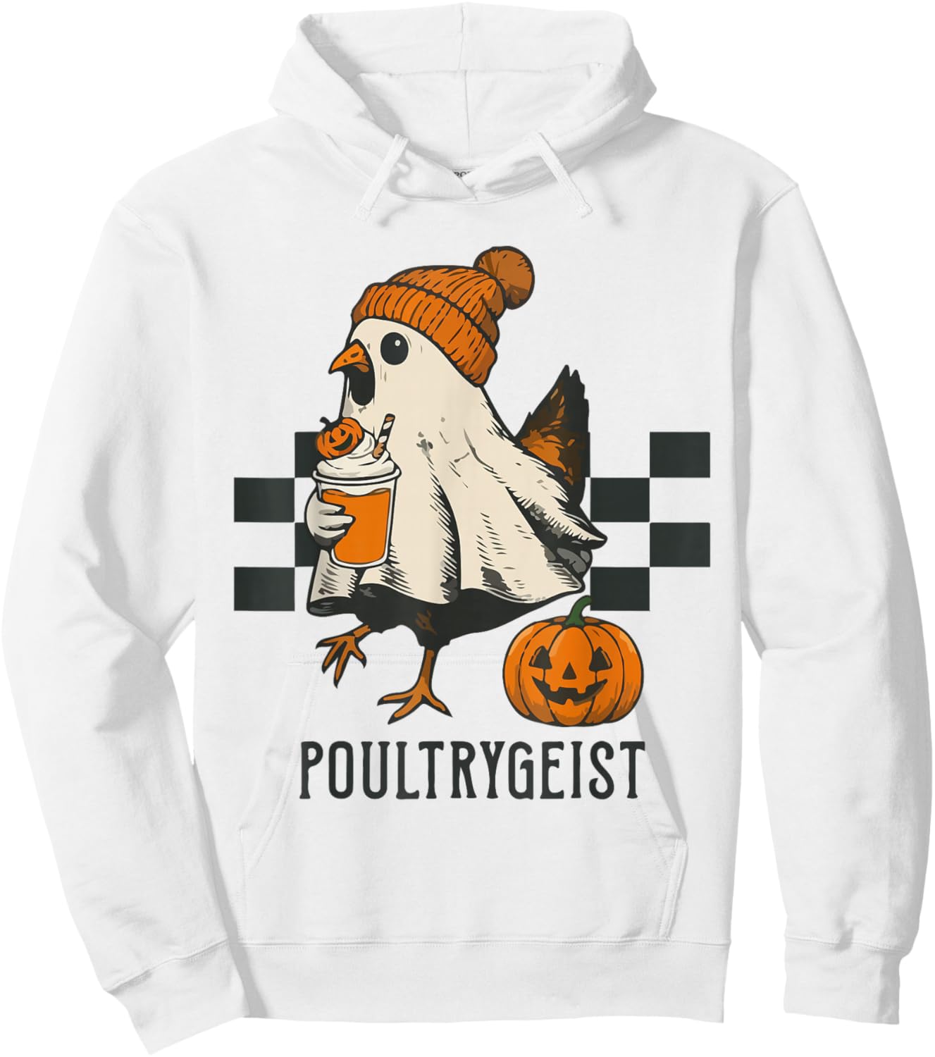 Poultrygeist Funny Chicken Ghost Pumpkin Spice Spooky Season Hoodie - Hoodie | White