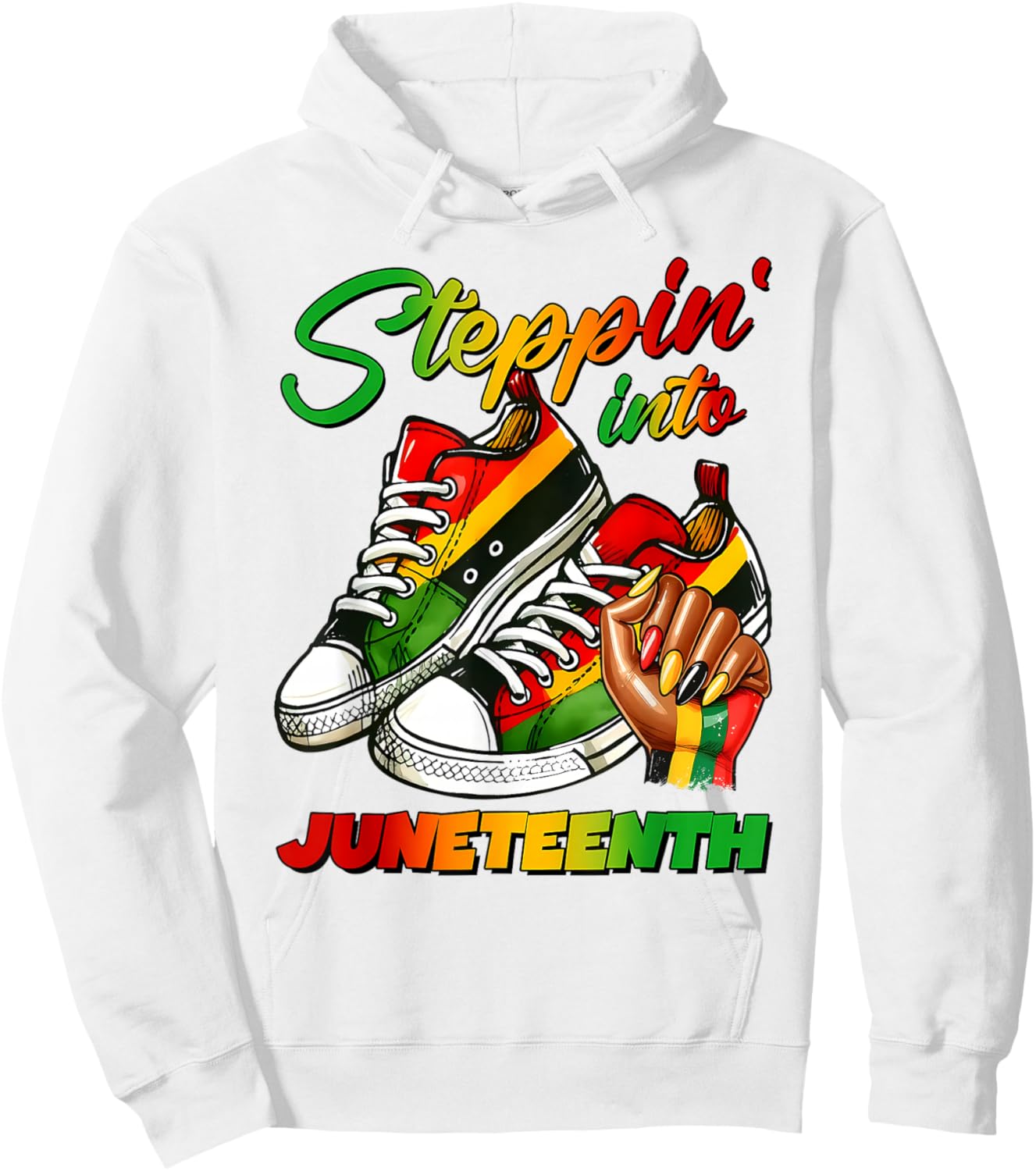 Steppin' Into Juneteenth 1865 Black History Women Girl Queen Hoodie - Hoodie | White