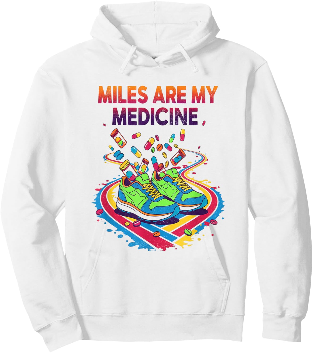 Miles are My Medicine Wellness Running Mindful Movement Hoodie - Hoodie | White