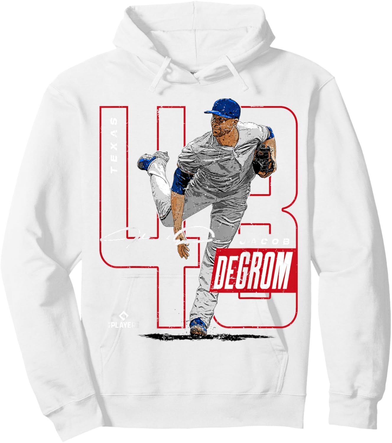 Jacob Degrom | MLB Baseball Players Texas | MLBJDE201M Hoodie - Hoodie | White