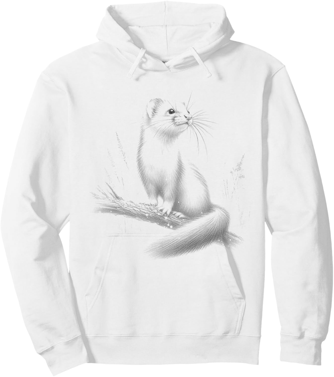 Vintage Weasel Sketch Design Hoodie - Hoodie | White