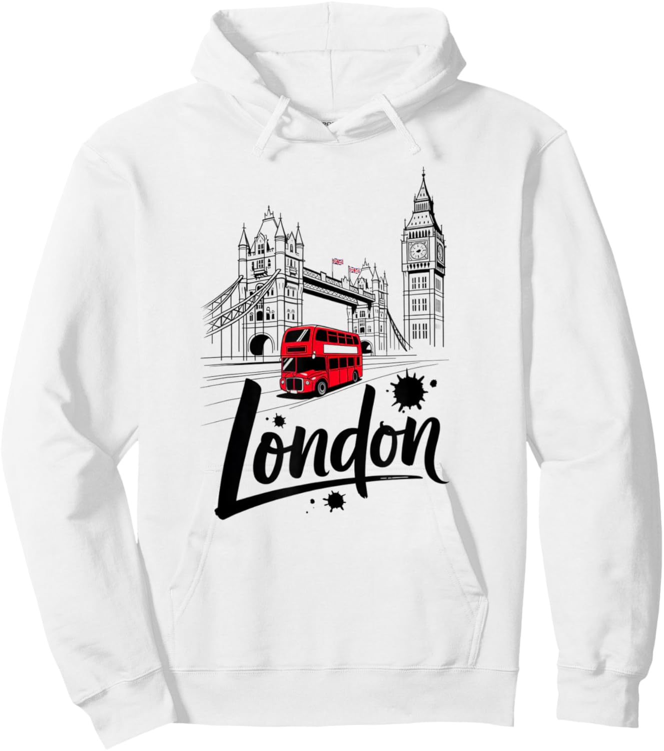 Rotes mit Motiv „London Bus Tower Bridge“, Britisches Souvenir Hoodie - Hoodie | White