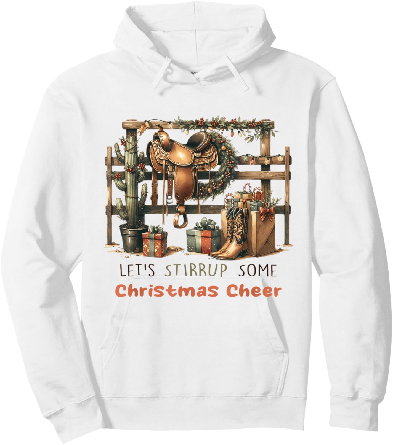 Funny Horse Lets Stirrup Some Christmas Cheer Hoodie - Hoodie | White
