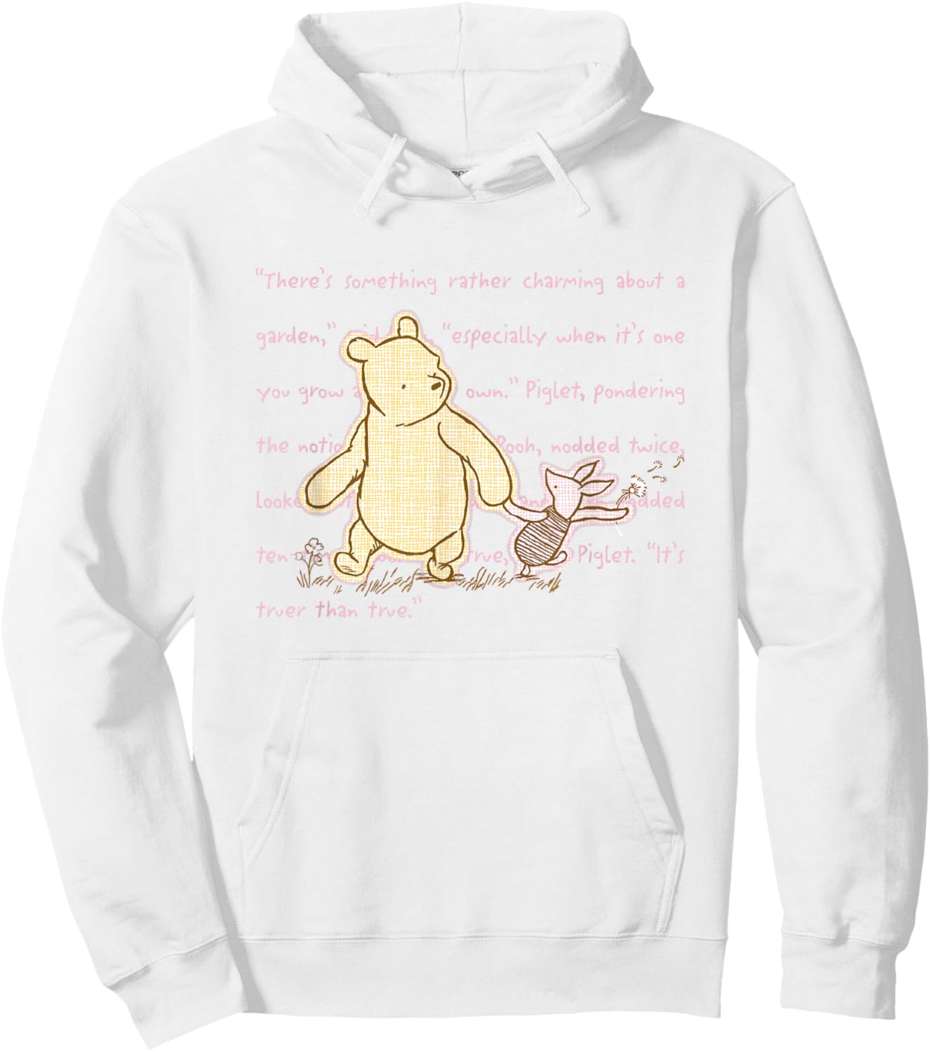 Disney Winnie The Pooh and Piglet Quote Cute Big Chest Logo Hoodie - Hoodie | White