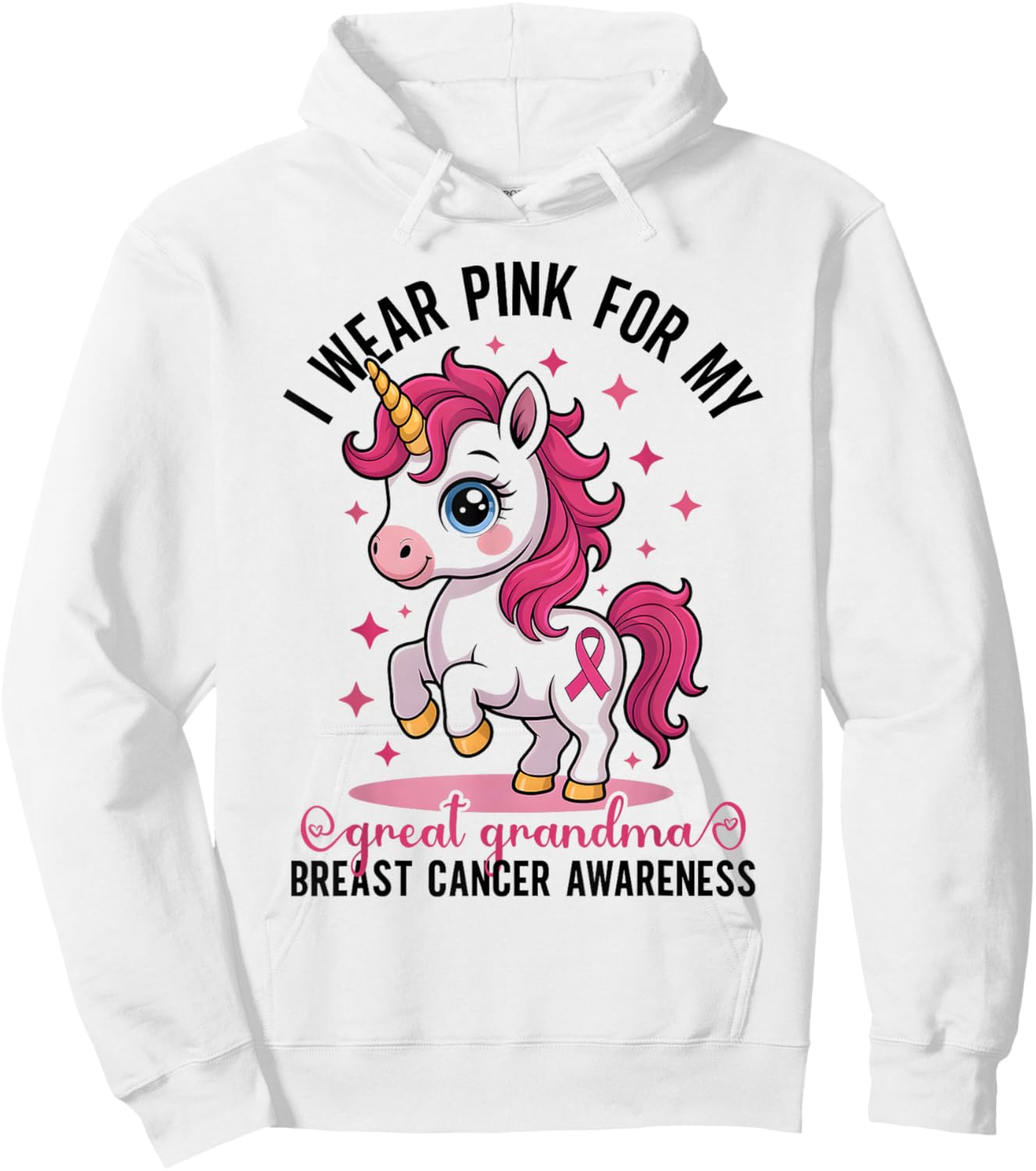 I Wear Pink for My Great Grandma Breast Cancer Awareness Hoodie - Hoodie | White