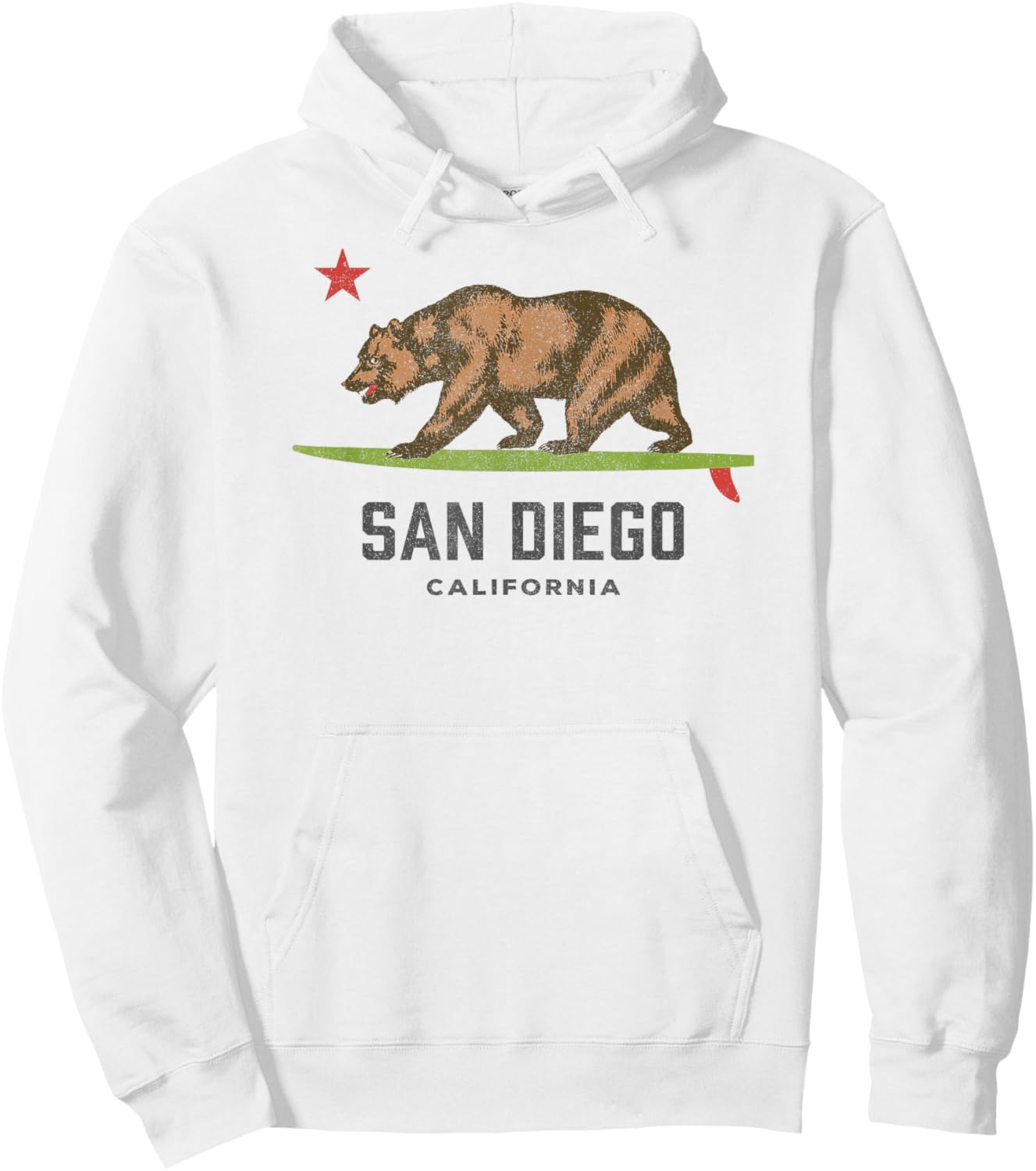 Vintage San Diego California Bear Surfing Boys Girls Beach Hoodie - Hoodie | White