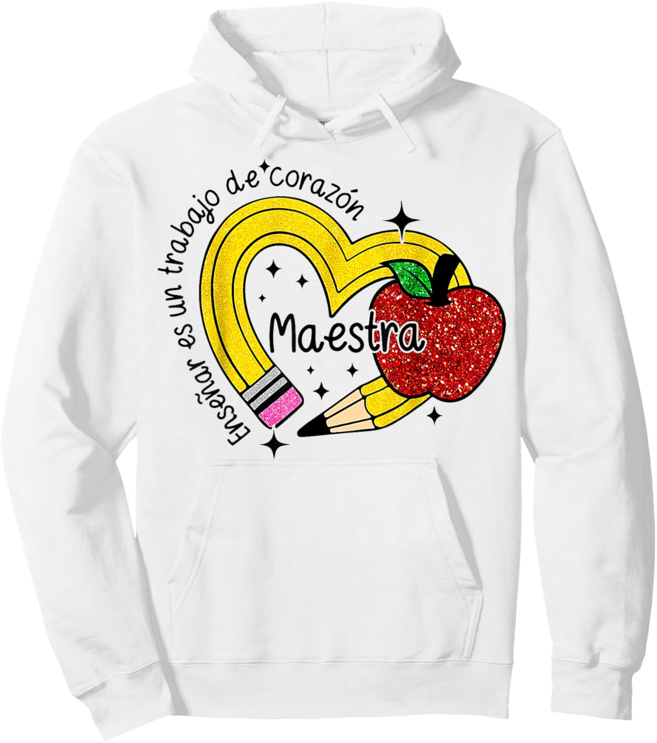 Maestra Spanish Teacher Rainbow Pencil Maestra Hoodie - Hoodie | White
