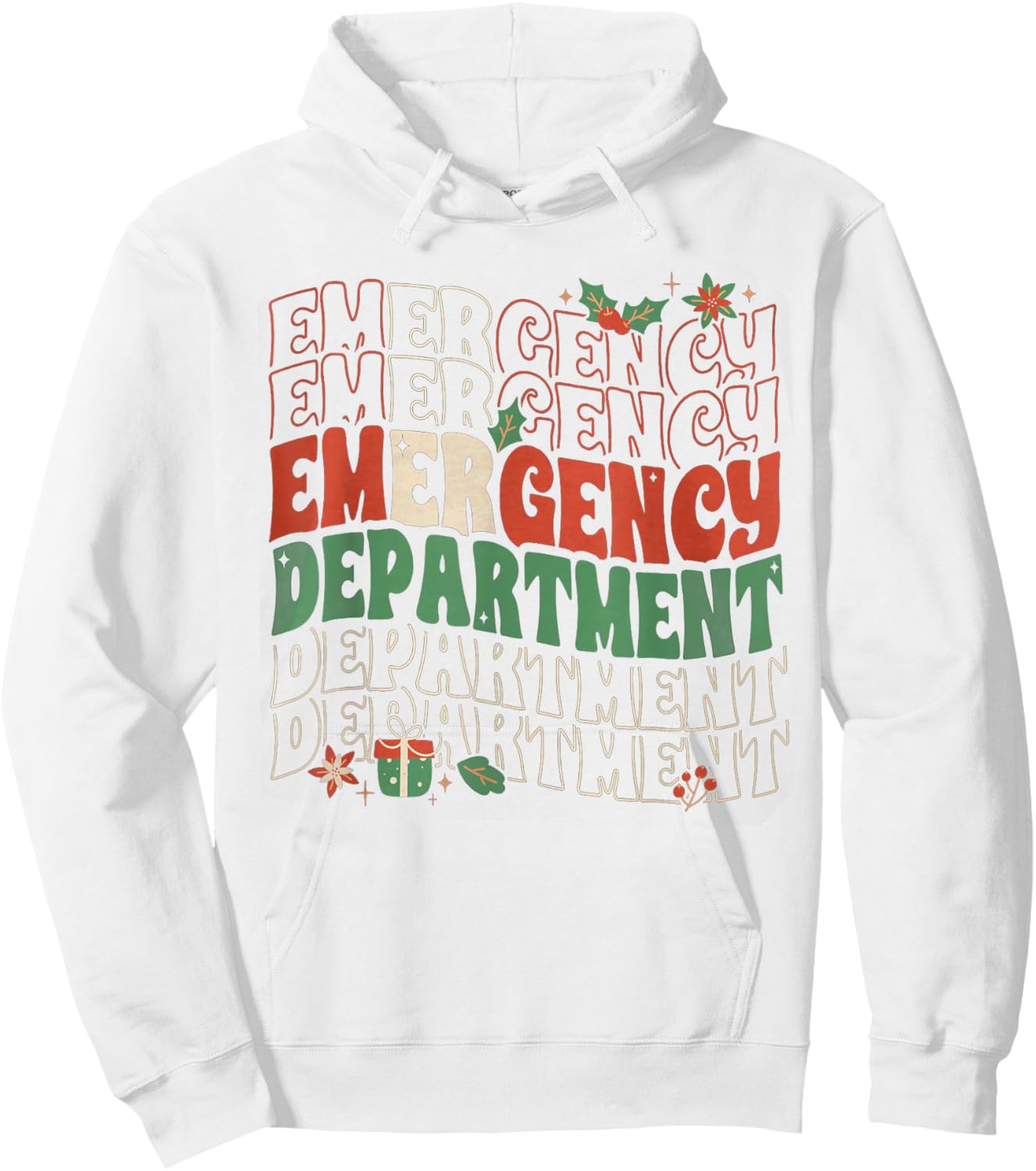 Emergency Department Christmas Holiday ER Nurse ED Nurse Hoodie - Hoodie | White