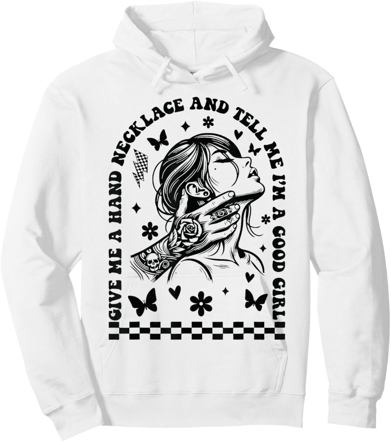 Give Me A Hand Necklace And Tell Me I'm A Good Girl Hoodie - Hoodie | White