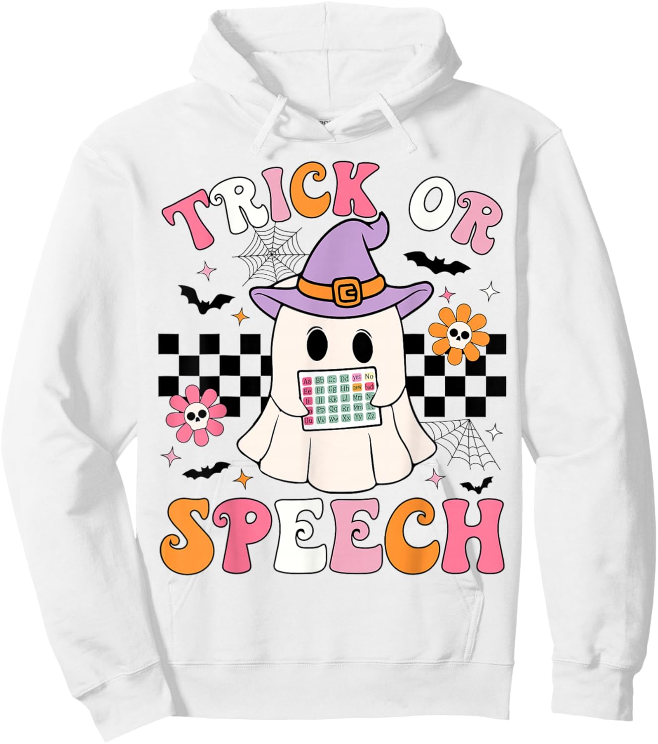 Trick or Speech Funny SLP Halloween Speech Therapy Halloween Hoodie - Hoodie | White