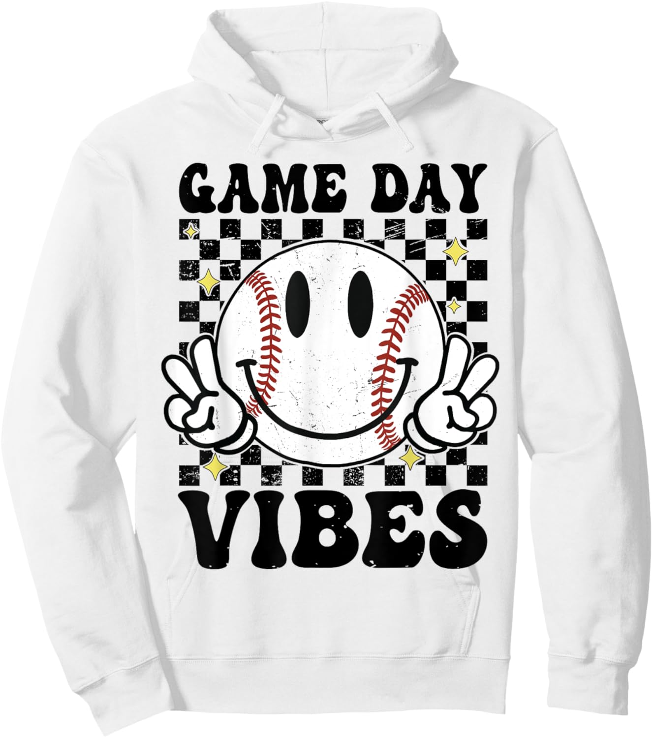 Game Day Vibes Smile Face Baseball Mama Baseball Girl Hoodie - Hoodie | White