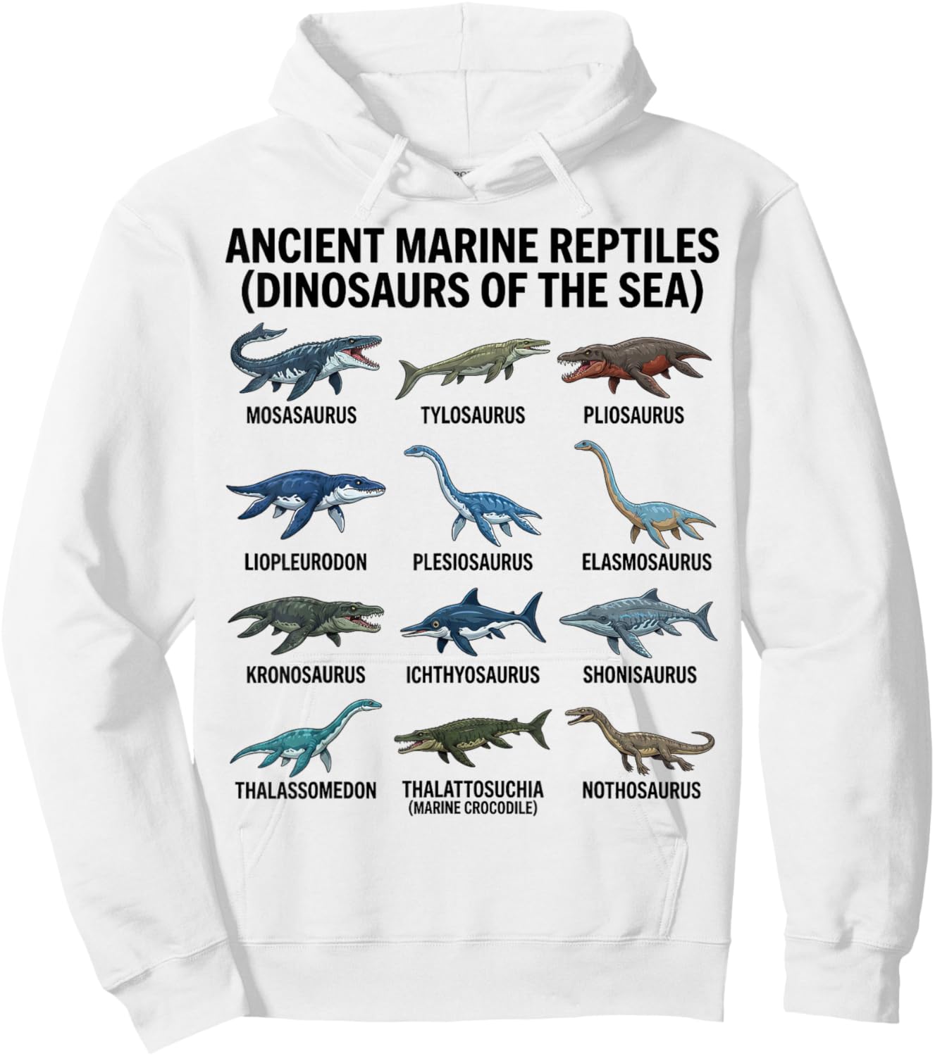 Ancient Marine Reptiles Chart Prehistoric Sea Creatures Hoodie - Hoodie | White