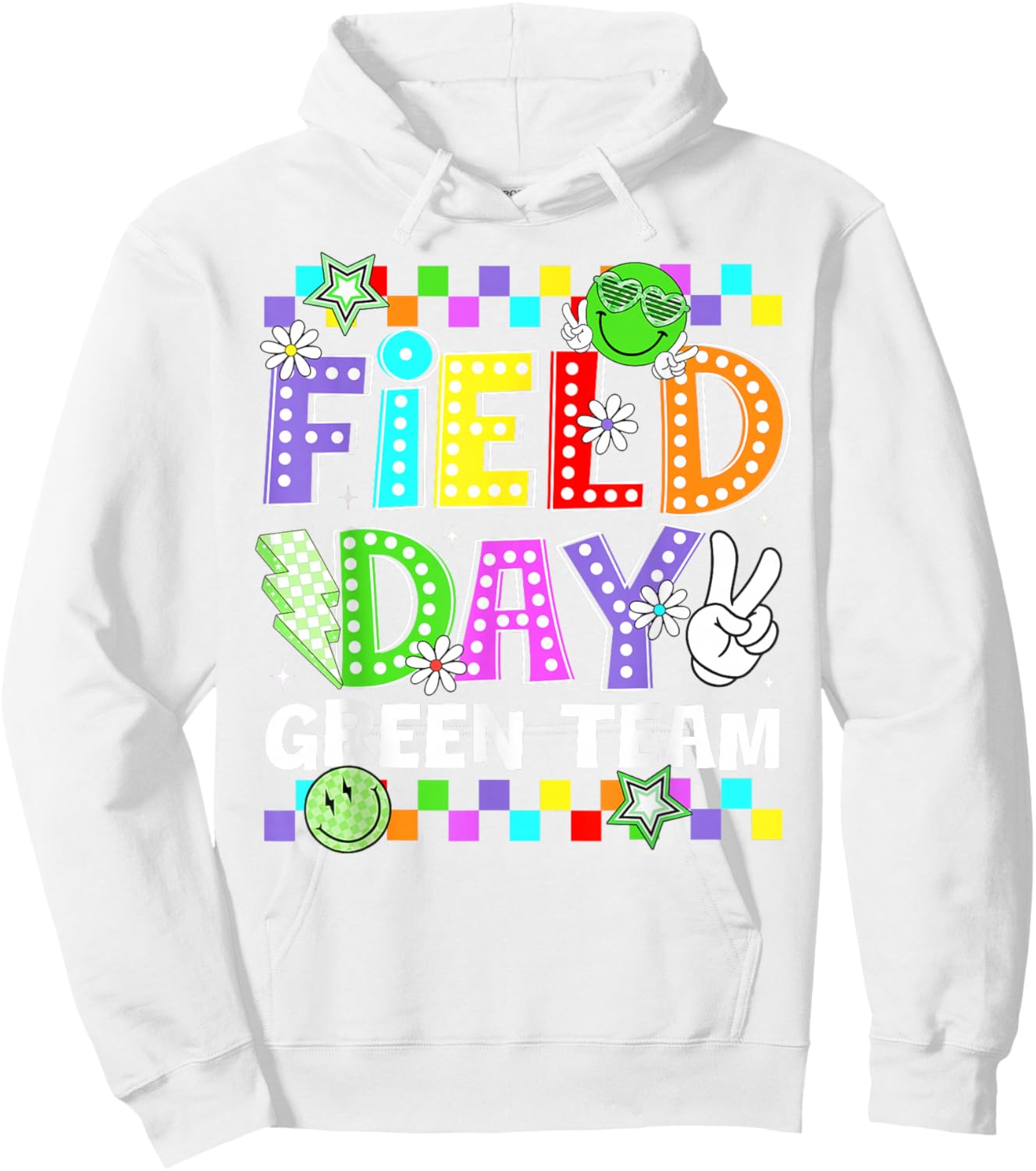 Field Day Green Team Lightning Peace Sign Men Women Kid Hoodie - Hoodie | White