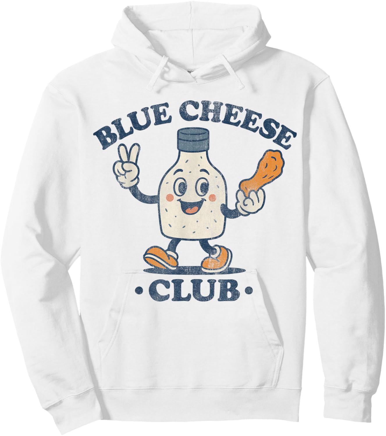 Vintage Blue Cheese Club Retro Hoodie - Hoodie | White