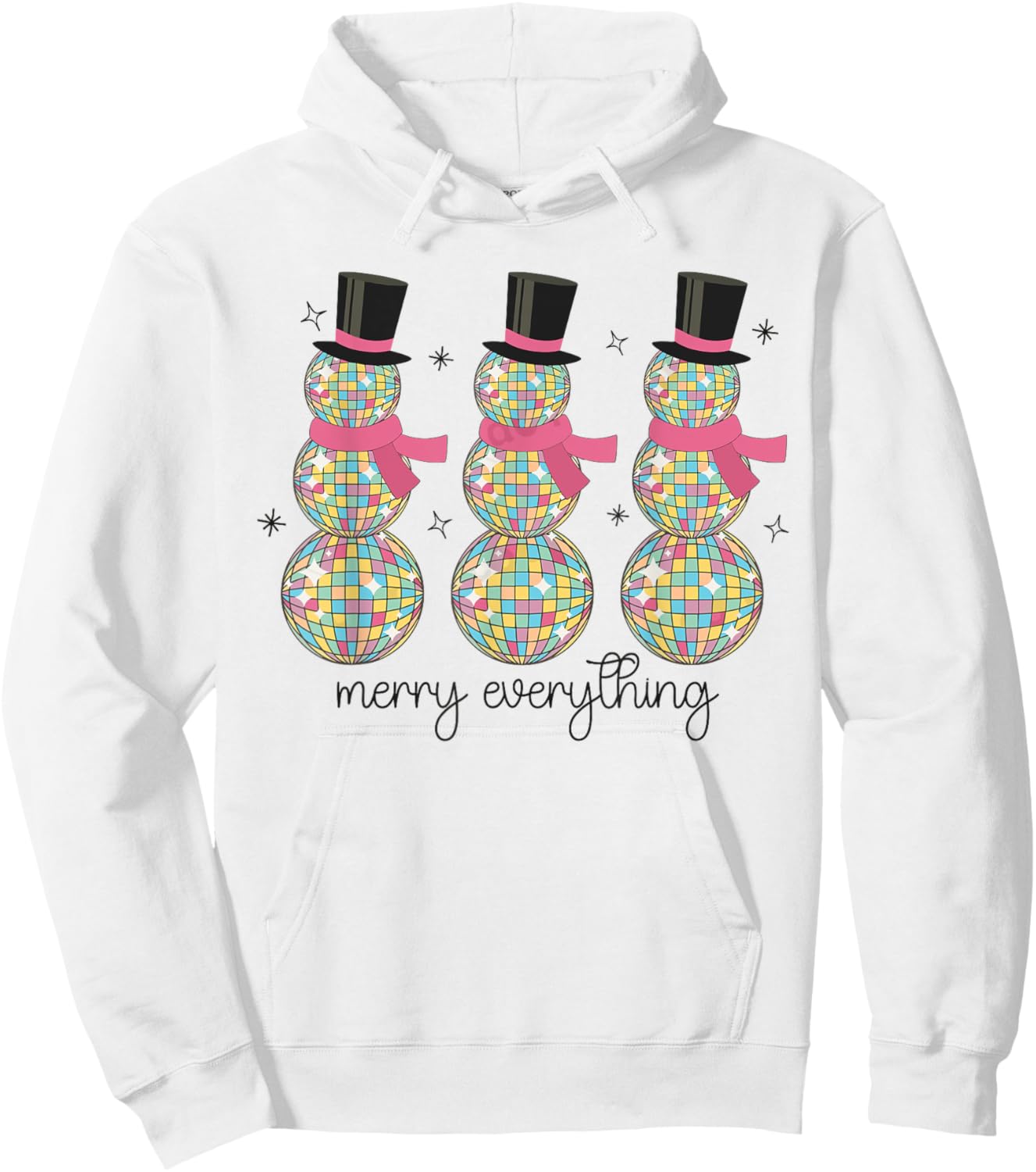 Merry Everything Disco Ball Snowman Christmas Party Xmas Hoodie - Hoodie | White