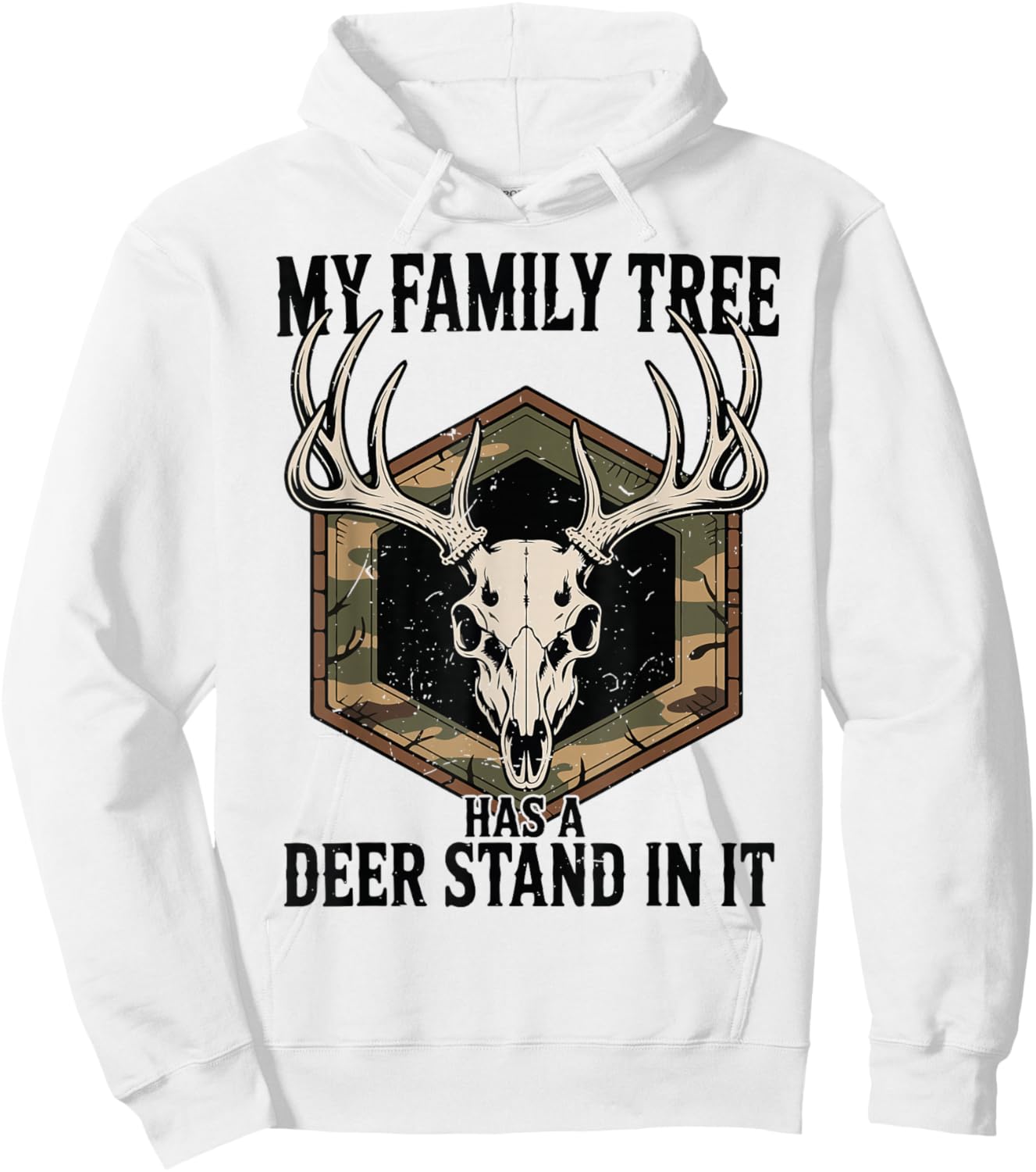 Camo Deer Hunting My Family Tree Has Deer Stand in It Youth Hoodie - Hoodie | White