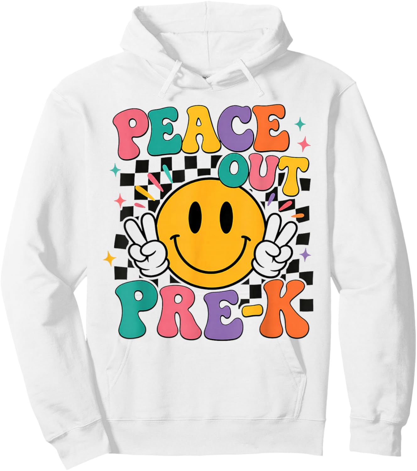 Peace Out Pre-K Retro Smile Teacher Kids Last Day of School Hoodie - Hoodie | White