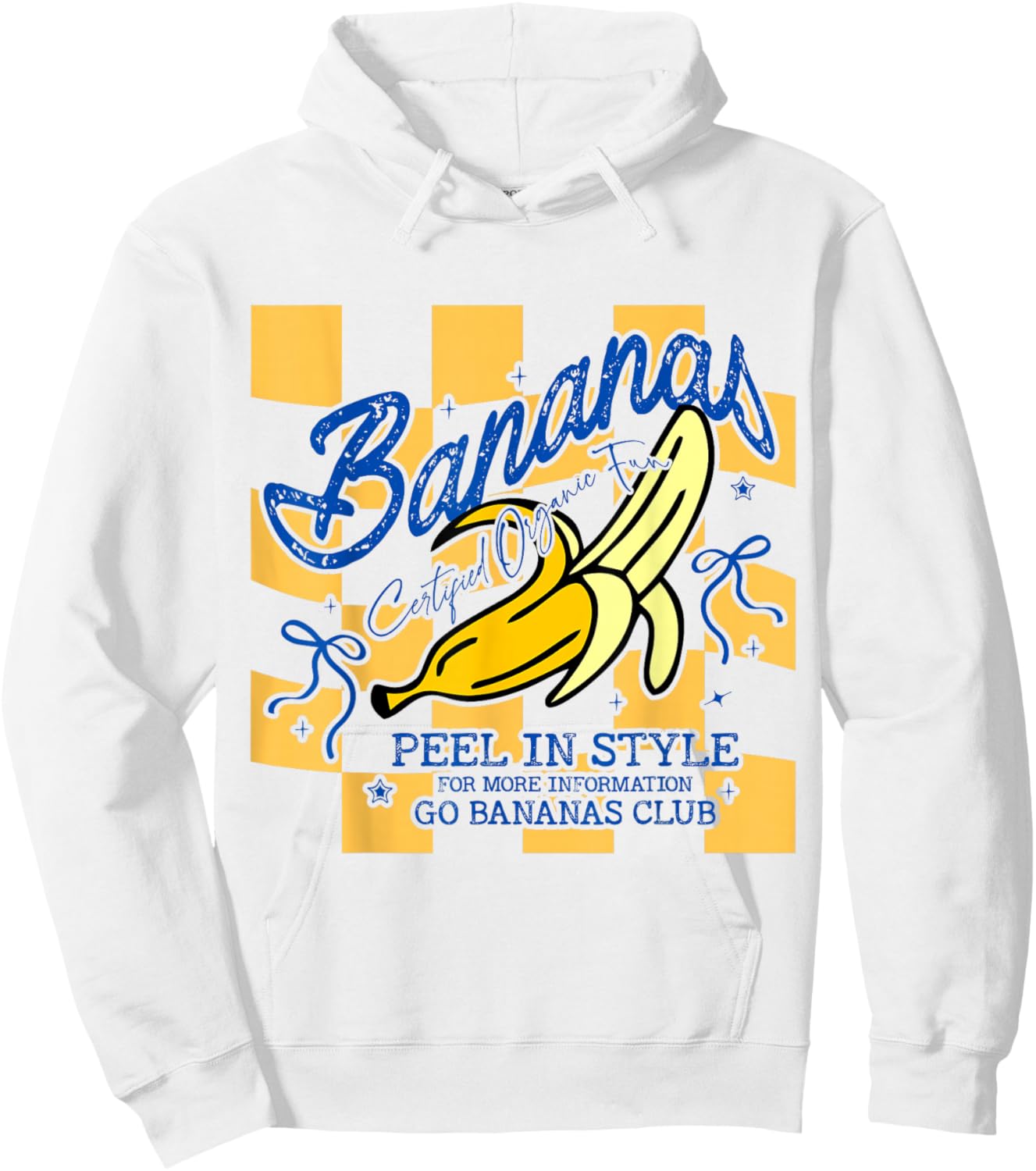 That's Bananas Funny Summer Striped Coquette Preppy Hoodie - Hoodie | White