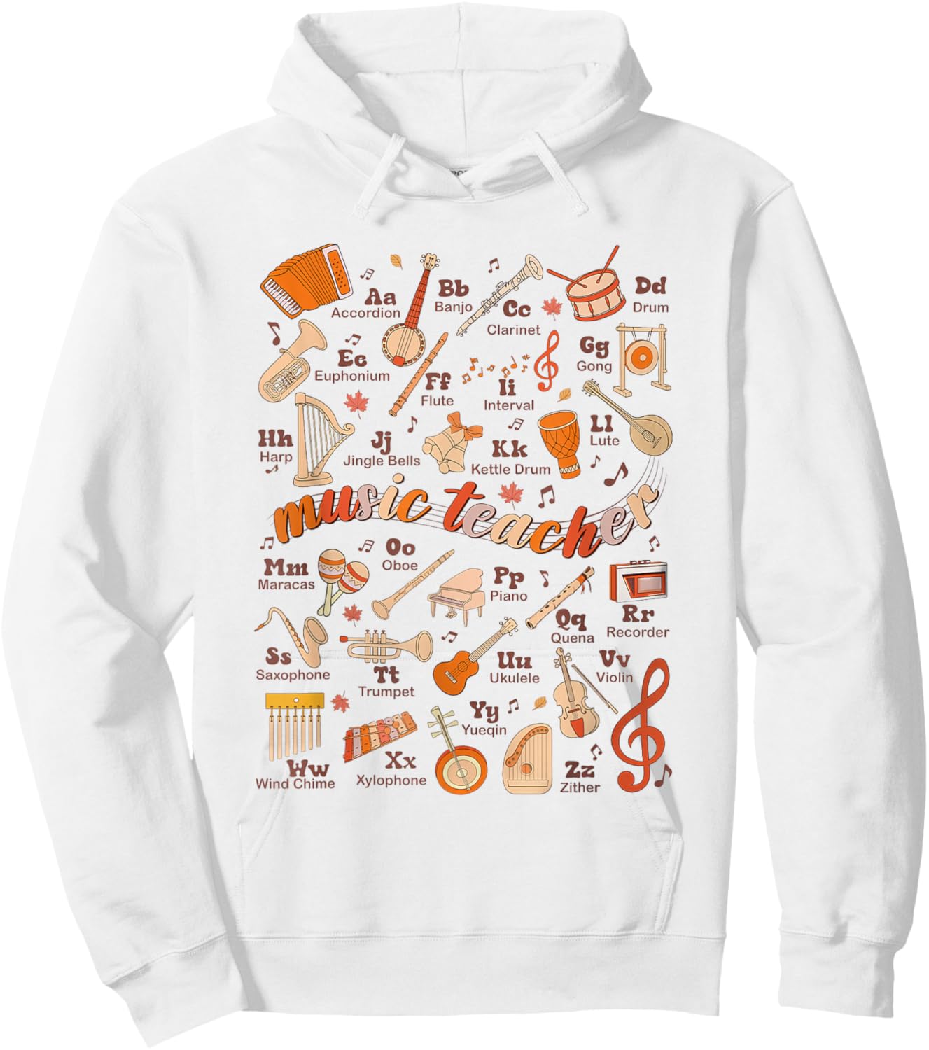 Retro Music Teacher Thanksgiving Fall Musician Piano Teacher Hoodie - Hoodie | White