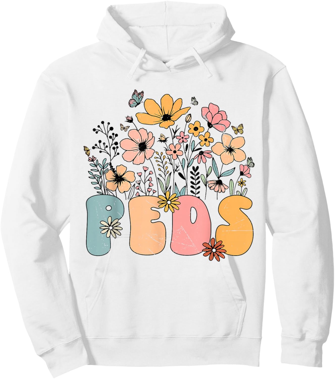 Pediatric Nurse PEDS Nursing Appreciation Pediatric Flower Hoodie - Hoodie | White