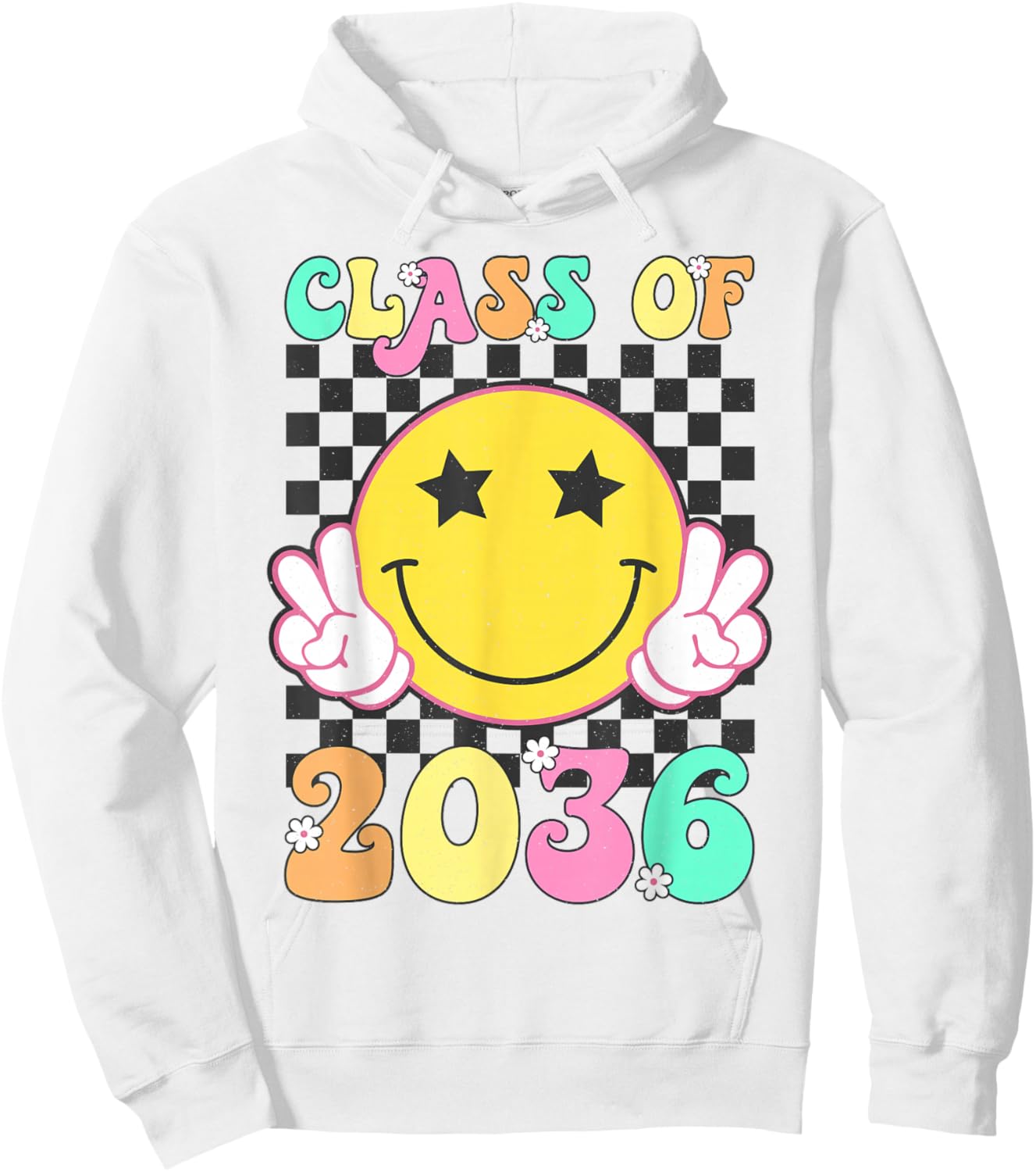 Retro Class of 2036 Grow With Me Back to School Kindergarten Hoodie - Hoodie | White