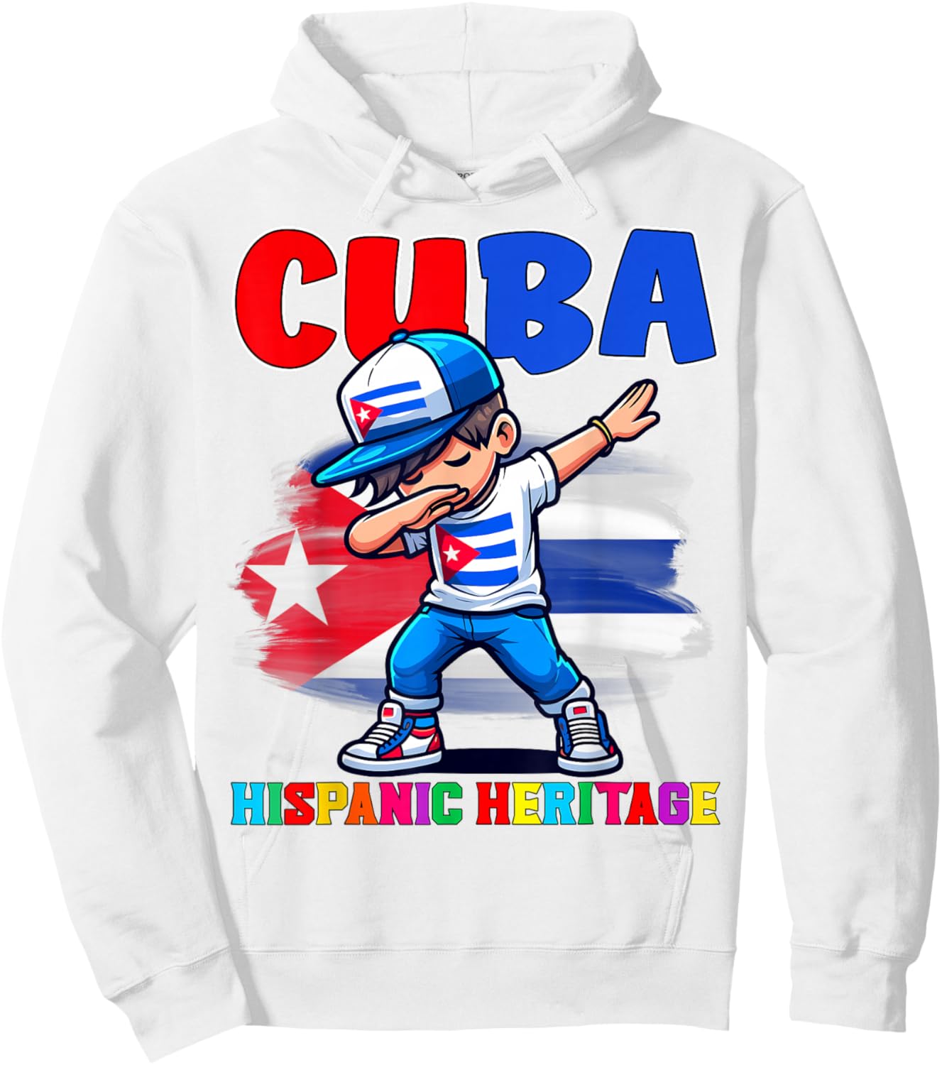 Cuba Dabbing Kid Hispanic Heritage Celebration for Kids Hoodie - Hoodie | White