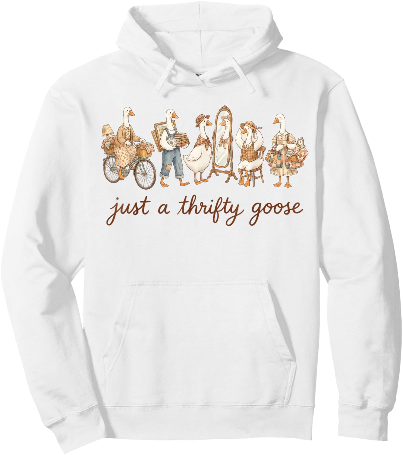 Just A Thrifty Goose Funny Thrifting Second Hand Hoodie - Hoodie | White