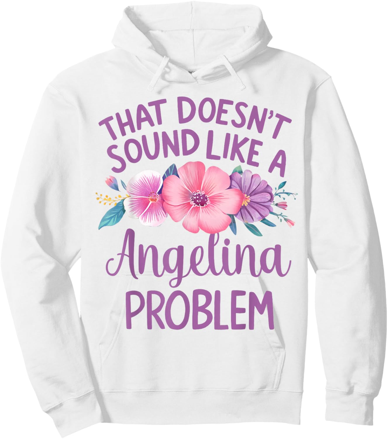 Angelina Personalized Cute Flower Girls Angelina Name Hoodie - Hoodie | White