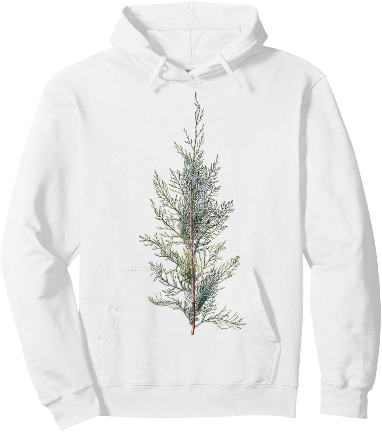 Vintage Plant Neutral Juniper Tree Branch Hoodie - Hoodie | White