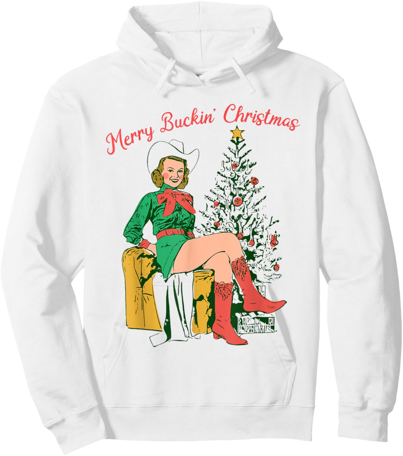 Funny Christmas Merry Buckin' Christmas Hoodie - Hoodie | White