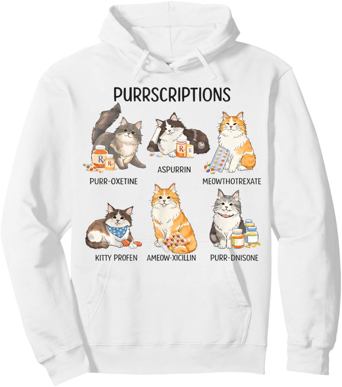 Pharm Tech Pharmacy Cat Lover Prescription Purrscriptions Hoodie - Hoodie | White