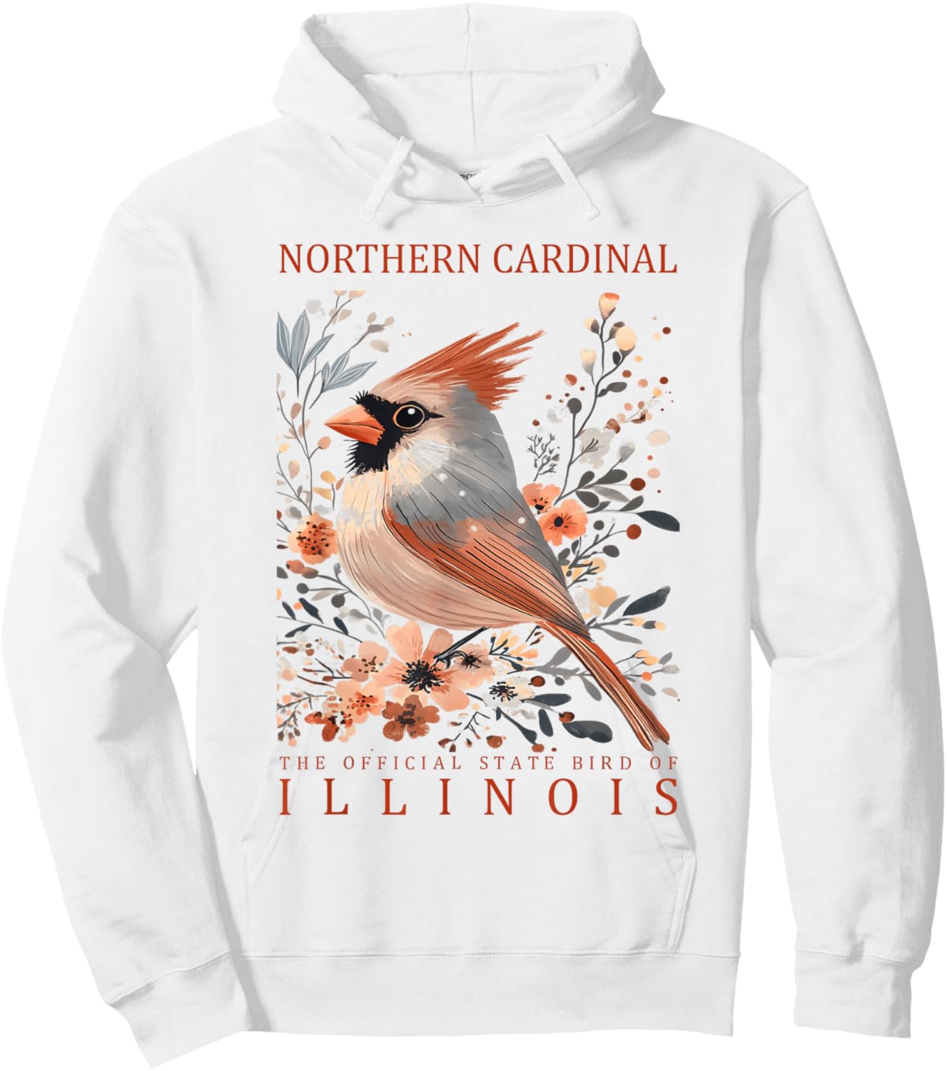 Northern Cardinal Illinois State Bird Art Hoodie - Hoodie | White