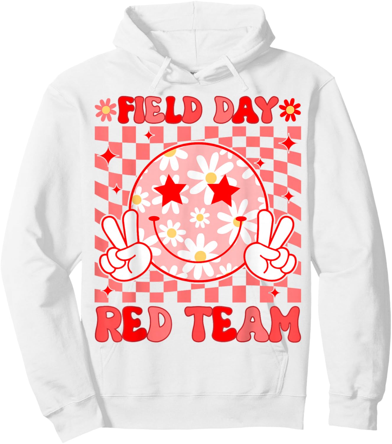 Field Day Red Team Teacher Kids Retro Groovy Field Day 2026 Hoodie - Hoodie | White