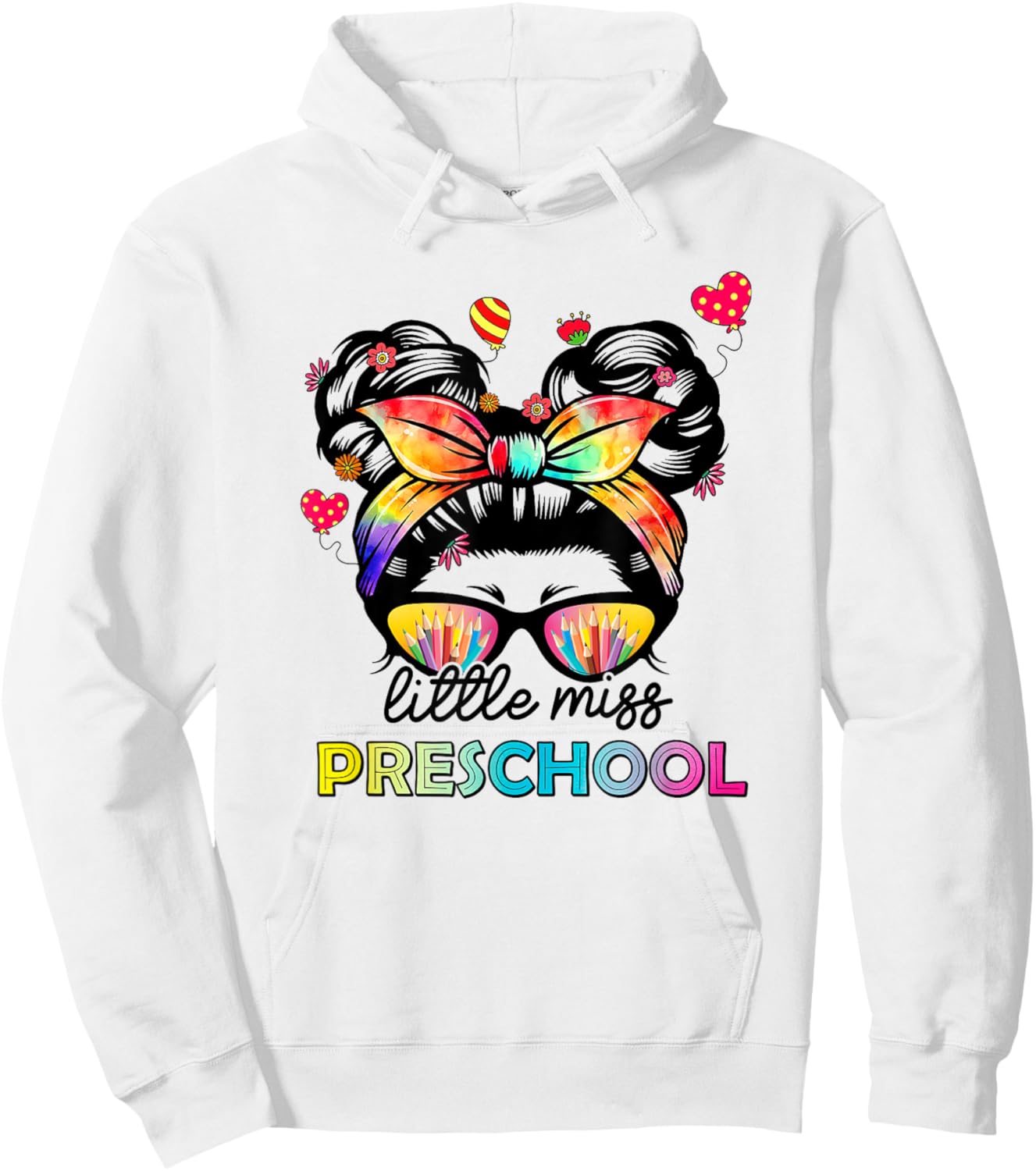 Little Miss Preschool Back to School Messy Kids Girls Hoodie - Hoodie | White