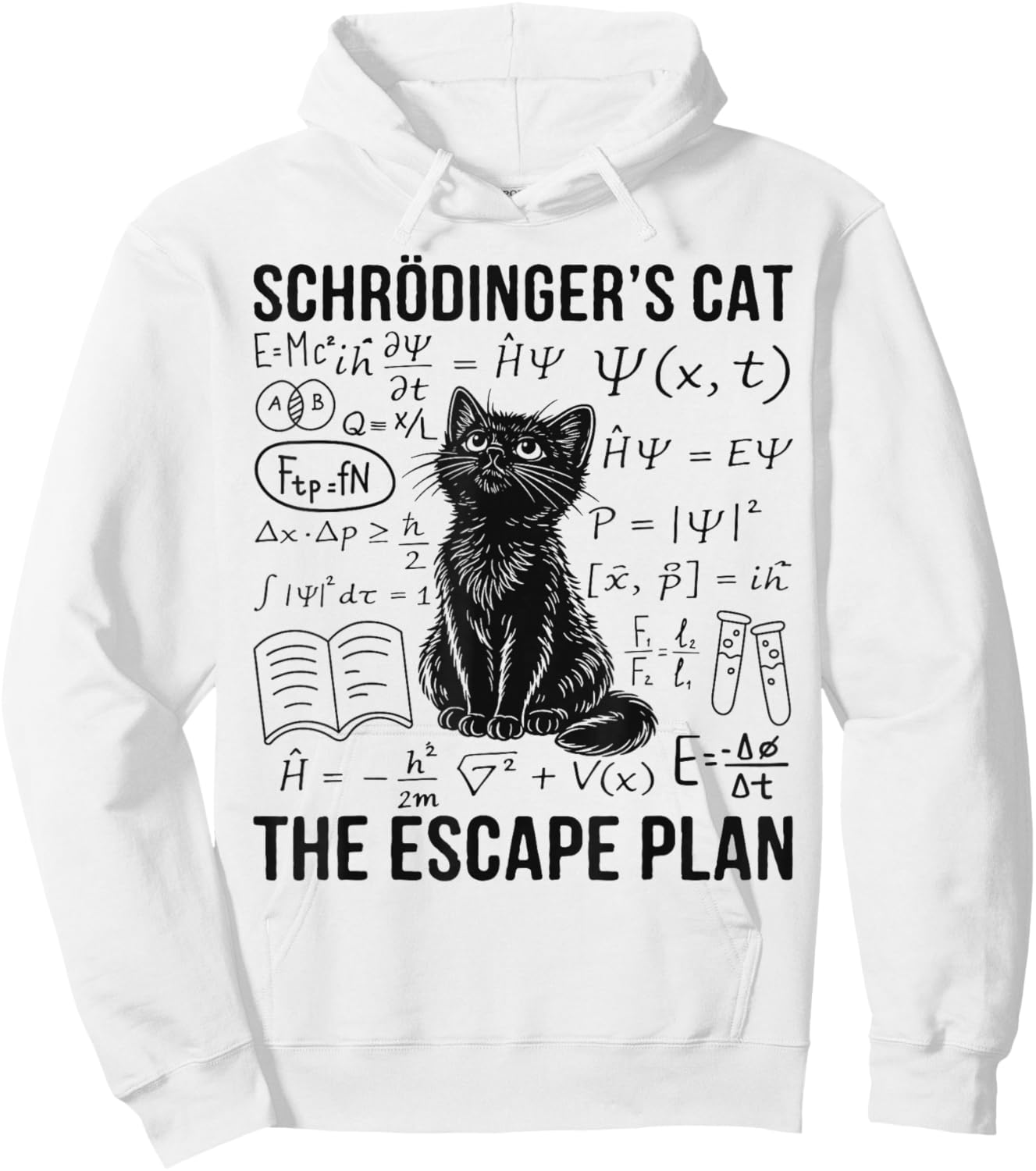Schrodinger Cat Escape Plan Quantum Mechanics Physics Hoodie - Hoodie | White