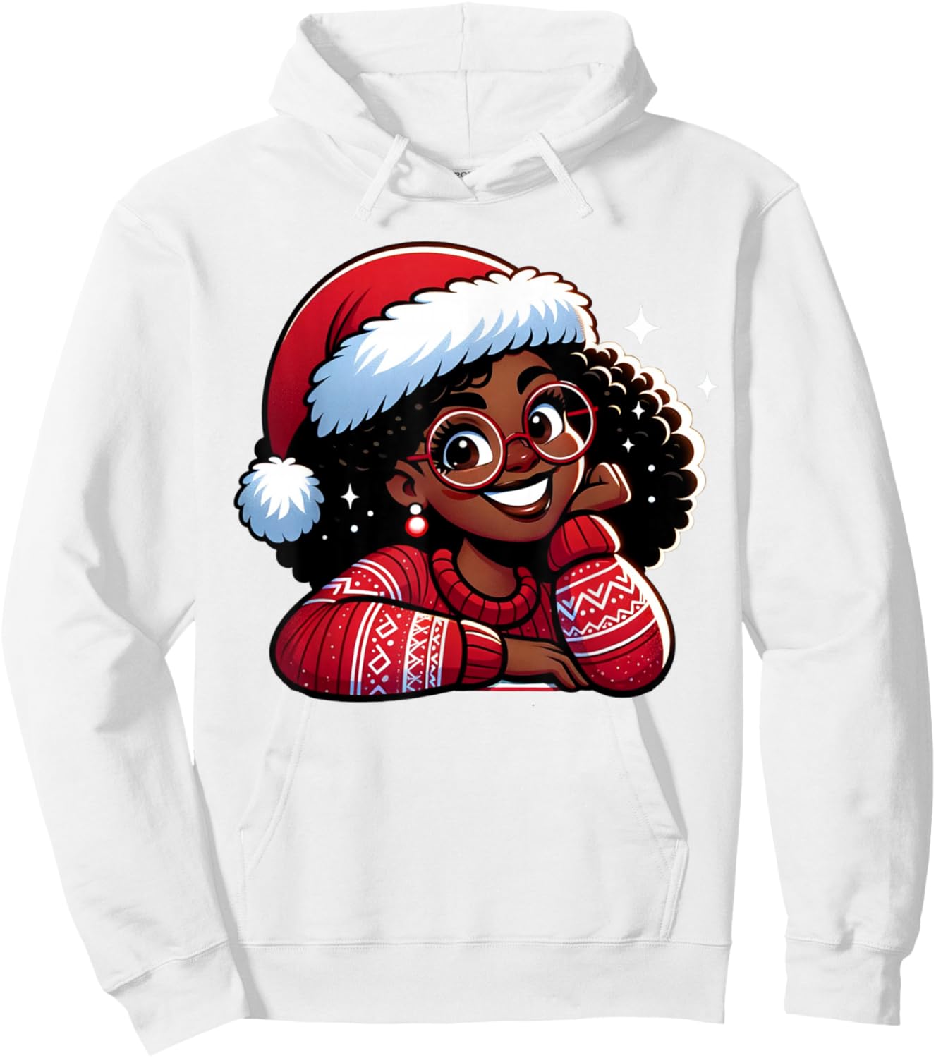 African American Merry Christmas African Black Women Girls Hoodie - Hoodie | White